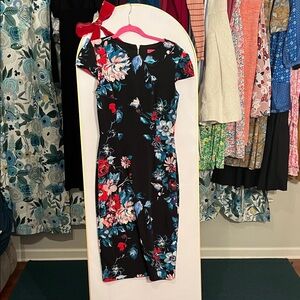 Betsy Johnson Floral Black Dress